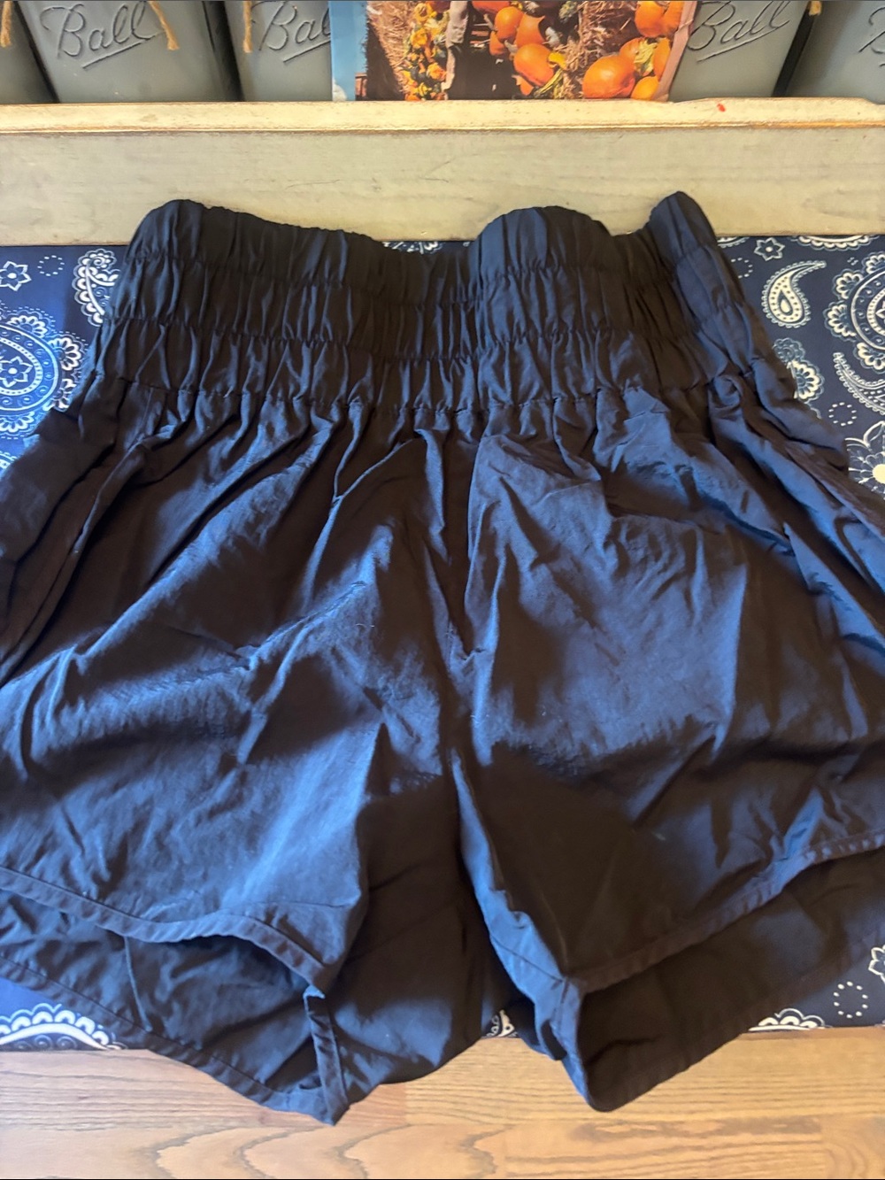 Zenana Outfitters Black High-Waist Smocked Shorts